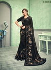 BLACK Colour Latest Designer Fancy Party Wear Sequins Embroidery Foil Printed Fab Heavy Silk Saree Collection 11618